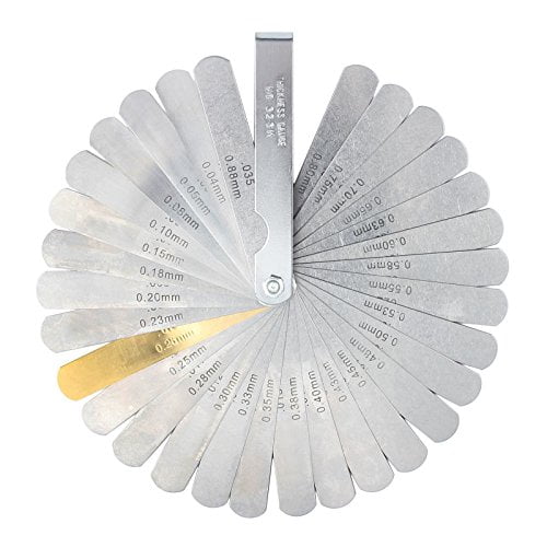 CAMWAY 32PCS Blades Steel Feeler Gauge 0.0015-0.035 inch/ 0.04-0.88mm Dual Marked Metric and Imperial Gap Measuring Tool CAMWAY 32PCS Blades Steel Feeler Gauge 0.0015-0.035 inch/ 0.04-0.88mm Dual Marked Metric and Imperial Gap Measuring Tool